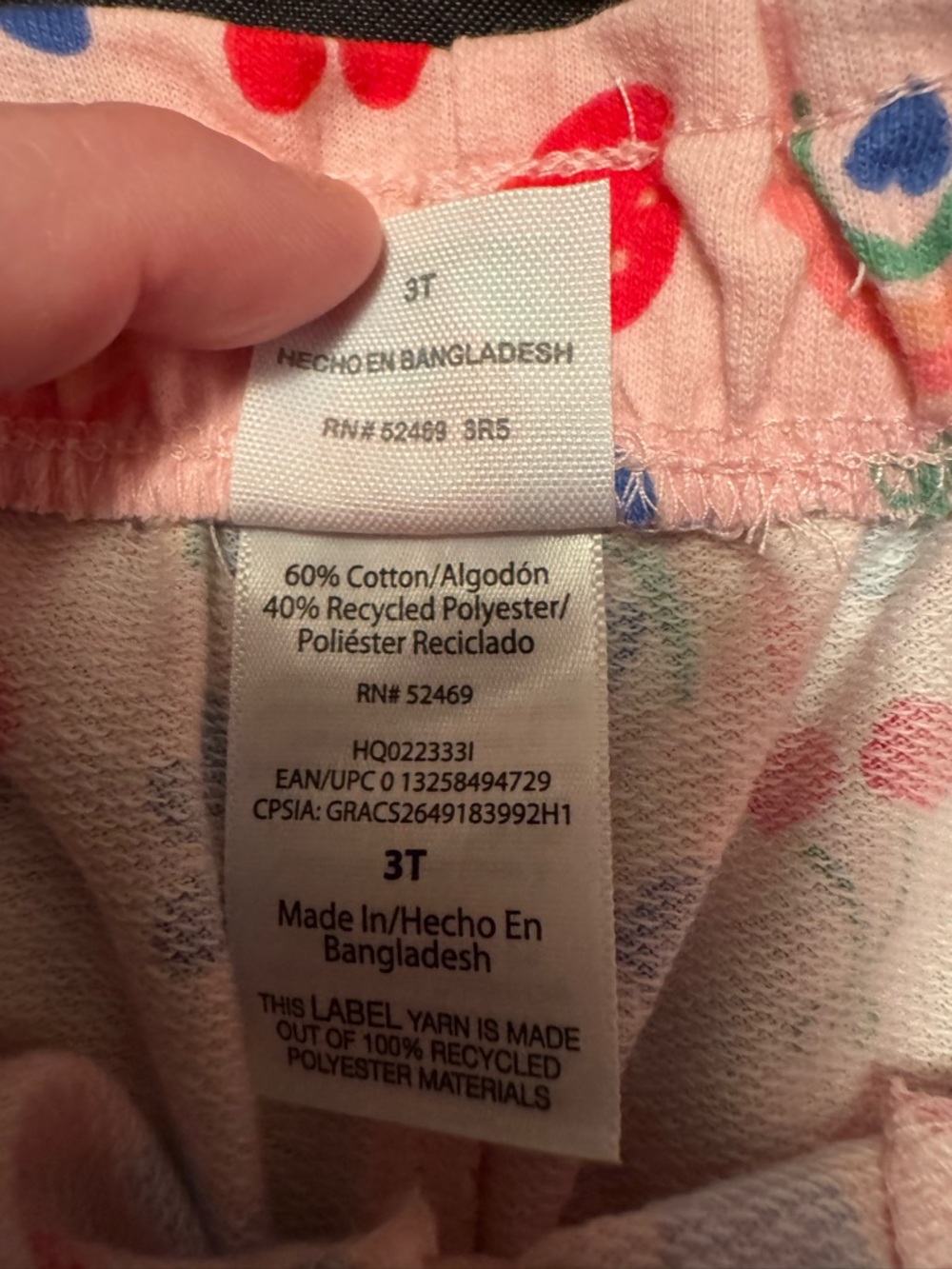 Wonder Nation Toddler Girl Pink Play Set 3T - Strawberry, Rainbow, Flower Print - Picture 5 of 8